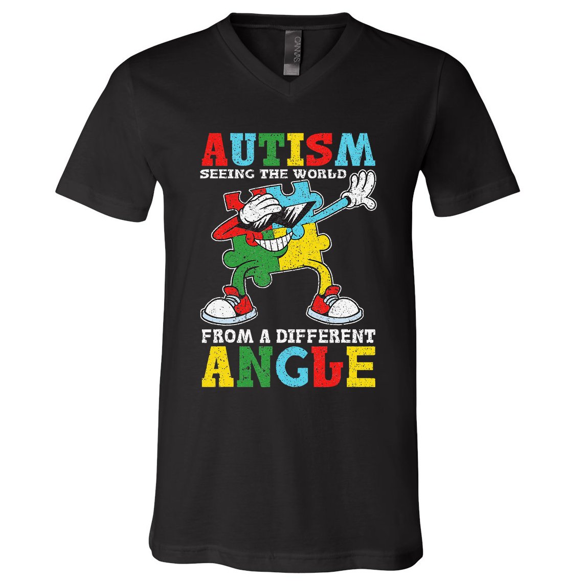 Teacher Autism Seeing The World From A Different Angle V-Neck T-Shirt