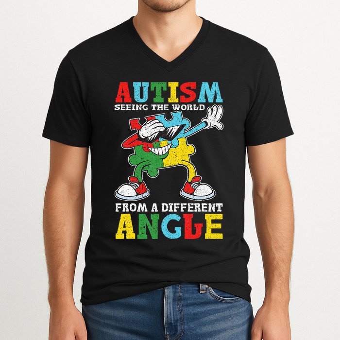 Teacher Autism Seeing The World From A Different Angle V-Neck T-Shirt