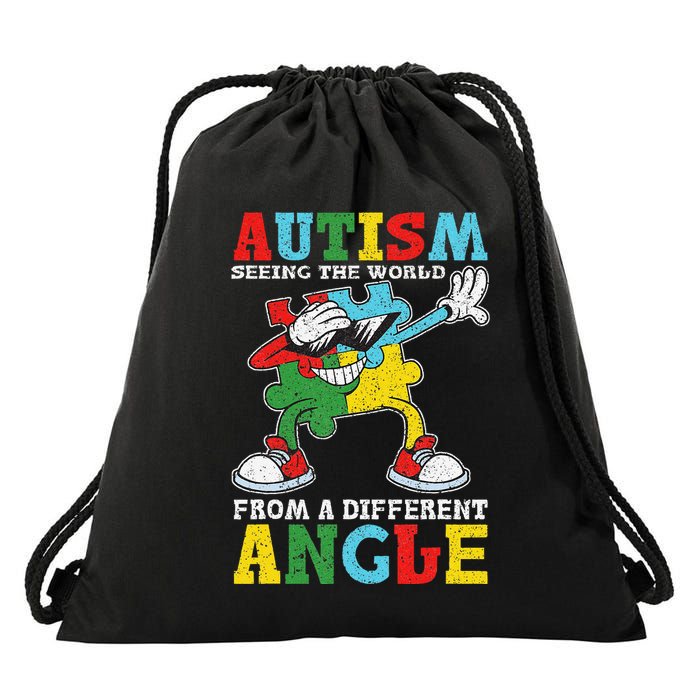 Teacher Autism Seeing The World From A Different Angle Drawstring Bag