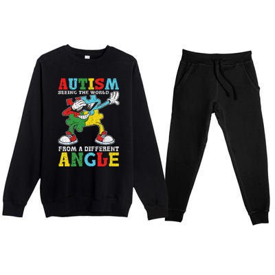 Teacher Autism Seeing The World From A Different Angle Premium Crewneck Sweatsuit Set