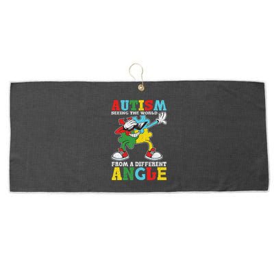 Teacher Autism Seeing The World From A Different Angle Large Microfiber Waffle Golf Towel