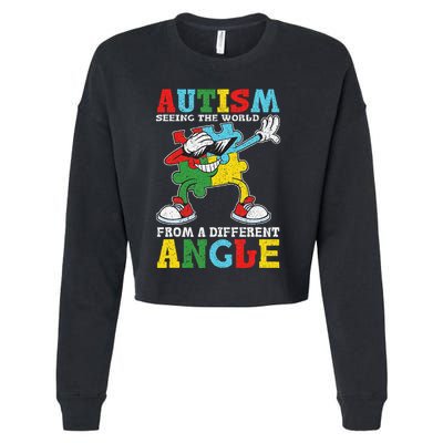 Teacher Autism Seeing The World From A Different Angle Cropped Pullover Crew