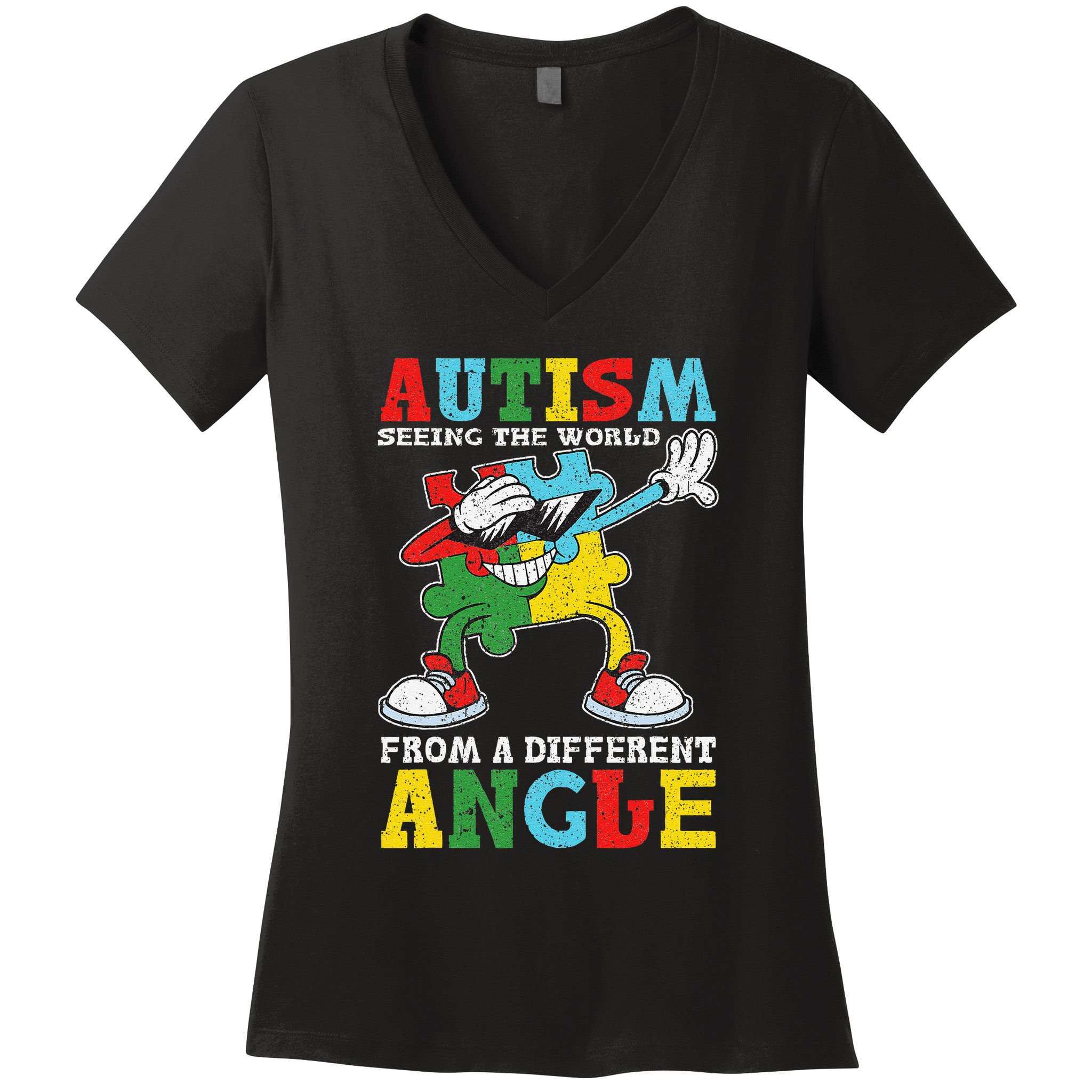 Teacher Autism Seeing The World From A Different Angle Women's V-Neck T-Shirt