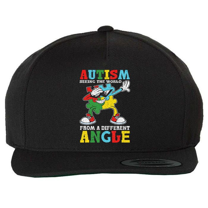 Teacher Autism Seeing The World From A Different Angle Wool Snapback Cap