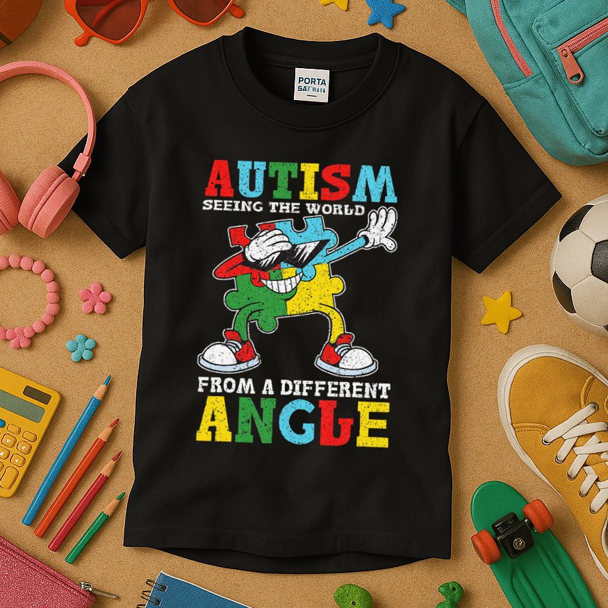 Teacher Autism Seeing The World From A Different Angle Kids T-Shirt