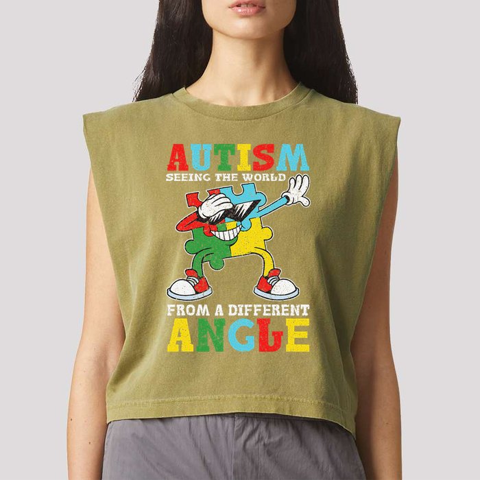 Teacher Autism Seeing The World From A Different Angle Garment-Dyed Women's Muscle Tee