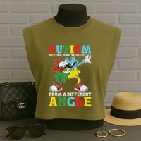 Teacher Autism Seeing The World From A Different Angle Garment-Dyed Women's Muscle Tee
