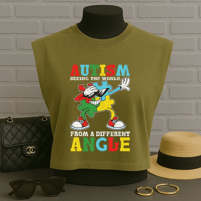 Teacher Autism Seeing The World From A Different Angle Garment-Dyed Women's Muscle Tee