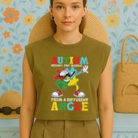 Teacher Autism Seeing The World From A Different Angle Garment-Dyed Women's Muscle Tee