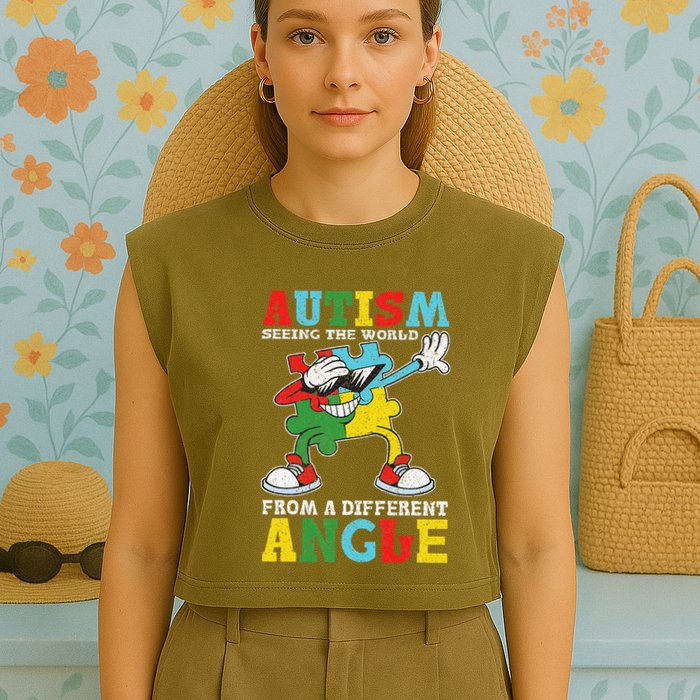 Teacher Autism Seeing The World From A Different Angle Garment-Dyed Women's Muscle Tee