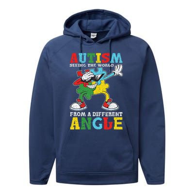 Teacher Autism Seeing The World From A Different Angle Performance Fleece Hoodie