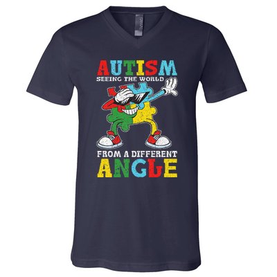 Teacher Autism Seeing The World From A Different Angle V-Neck T-Shirt