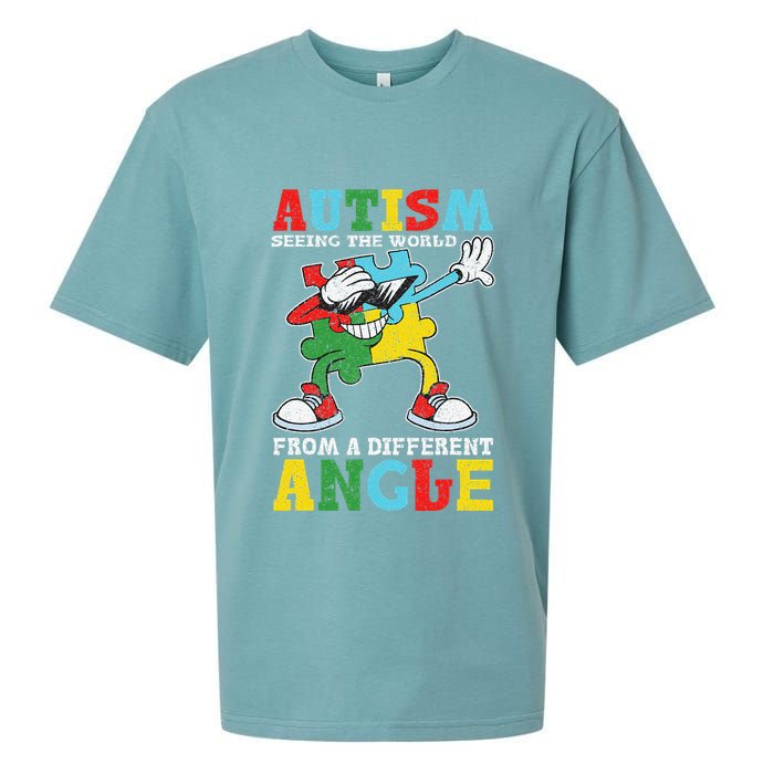 Teacher Autism Seeing The World From A Different Angle Sueded Cloud Jersey T-Shirt