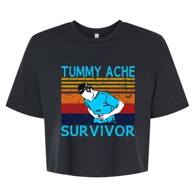 Tummy Ache Survivor Vintage Retro Sunset Stomach Hurts Memes Bella+Canvas Jersey Crop Tee