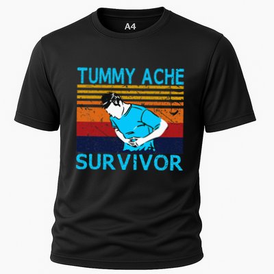 Tummy Ache Survivor Vintage Retro Sunset Stomach Hurts Memes Performance Shirt
