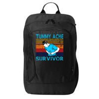 Tummy Ache Survivor Vintage Retro Sunset Stomach Hurts Memes City Backpack