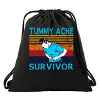 Tummy Ache Survivor Vintage Retro Sunset Stomach Hurts Memes Drawstring Bag