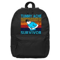 Tummy Ache Survivor Vintage Retro Sunset Stomach Hurts Memes 16 in Basic Backpack