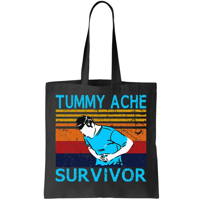 Tummy Ache Survivor Vintage Retro Sunset Stomach Hurts Memes Tote Bag