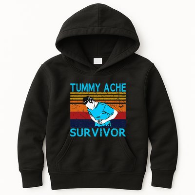 Tummy Ache Survivor Vintage Retro Sunset Stomach Hurts Memes Kids Hoodie
