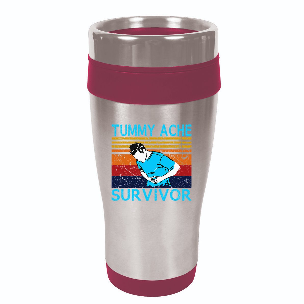 Tummy Ache Survivor Vintage Retro Sunset Stomach Hurts Memes 16oz Travel Tumbler