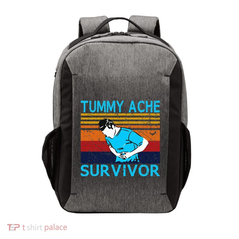 Tummy Ache Survivor Vintage Retro Sunset Stomach Hurts Memes Vector Backpack