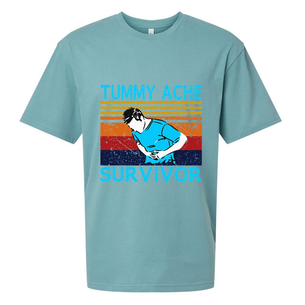Tummy Ache Survivor Vintage Retro Sunset Stomach Hurts Memes Sueded Cloud Jersey T-Shirt