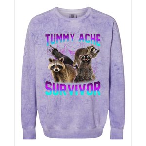 Tummy Ache Survivor Raccoon Colorblast Crewneck Sweatshirt