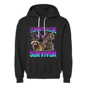 Tummy Ache Survivor Raccoon Garment-Dyed Fleece Hoodie