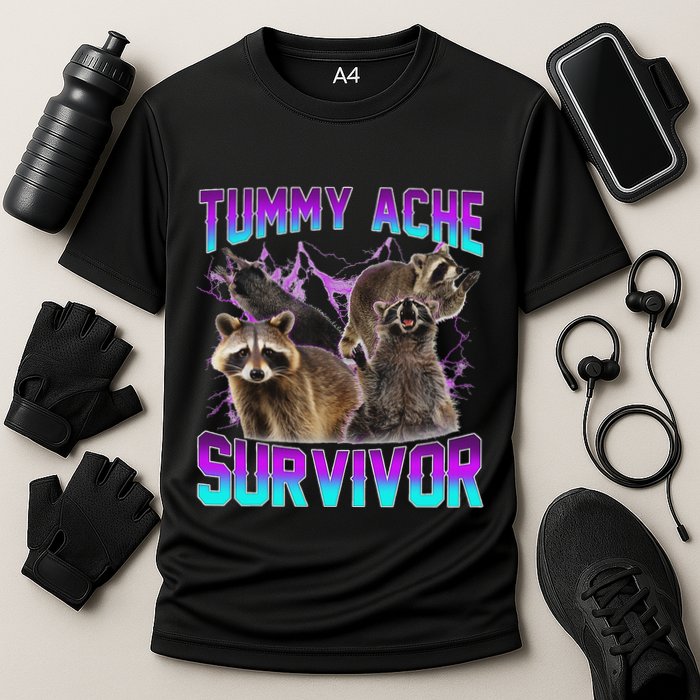 Tummy Ache Survivor Raccoon Cooling Performance Crew T-Shirt