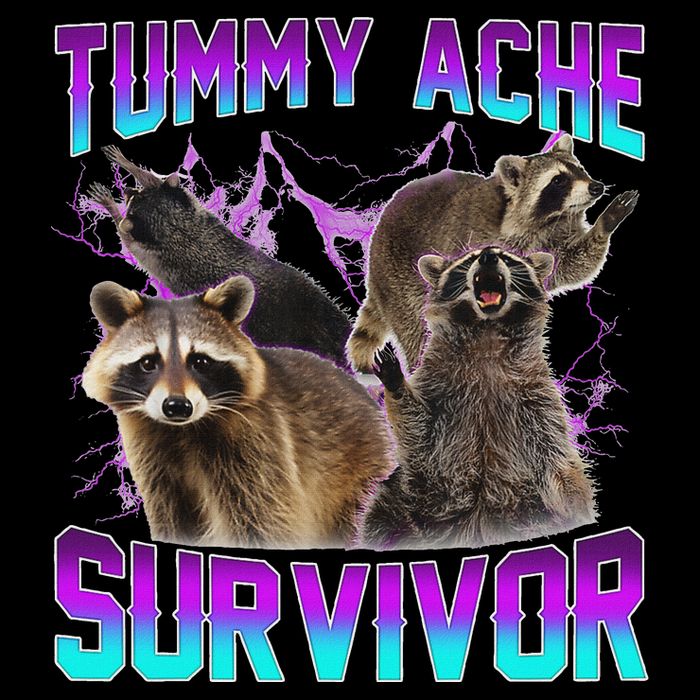 Tummy Ache Survivor Raccoon Cooling Performance Crew T-Shirt