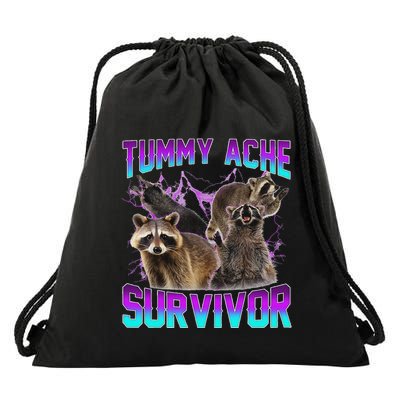 Tummy Ache Survivor Raccoon Drawstring Bag