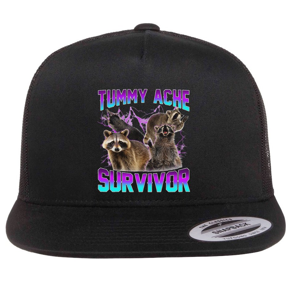 Tummy Ache Survivor Raccoon Flat Bill Trucker Hat