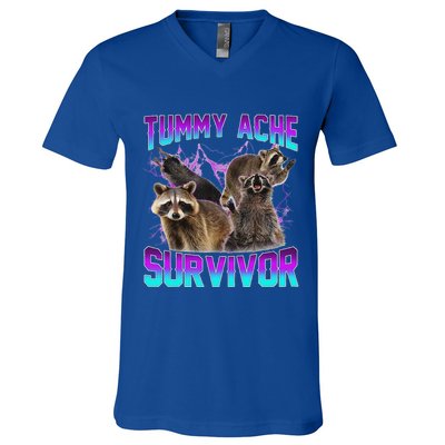Tummy Ache Survivor Raccoon V-Neck T-Shirt