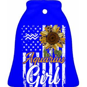 Tu Aquarius Sunflower Birthday Costume America Flag Cute Gift Ceramic Bell Ornament