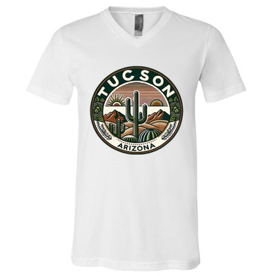 Tucson Arizona Southwestern Saguaro Cacti Desert Landscape V-Neck T-Shirt