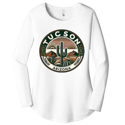 Tucson Arizona Southwestern Saguaro Cacti Desert Landscape Women's Perfect Tri Tunic Long Sleeve Shirt