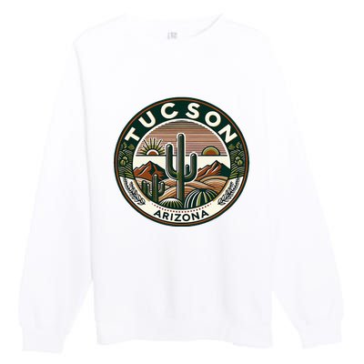 Tucson Arizona Southwestern Saguaro Cacti Desert Landscape Premium Crewneck Sweatshirt