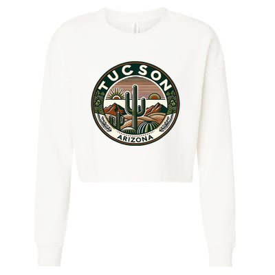 Tucson Arizona Southwestern Saguaro Cacti Desert Landscape Cropped Pullover Crew