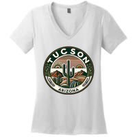 Tucson Arizona Southwestern Saguaro Cacti Desert Landscape Women's V-Neck T-Shirt