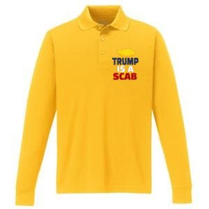 Trump’S A Scab Trump Is A Scab Premium Performance Long Sleeve Polo