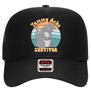 Tummy Ache Survivor Cat High Crown Mesh Back Trucker Hat