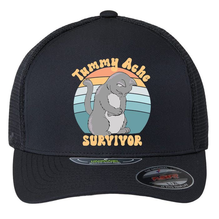 Tummy Ache Survivor Cat Flexfit Unipanel Trucker Cap