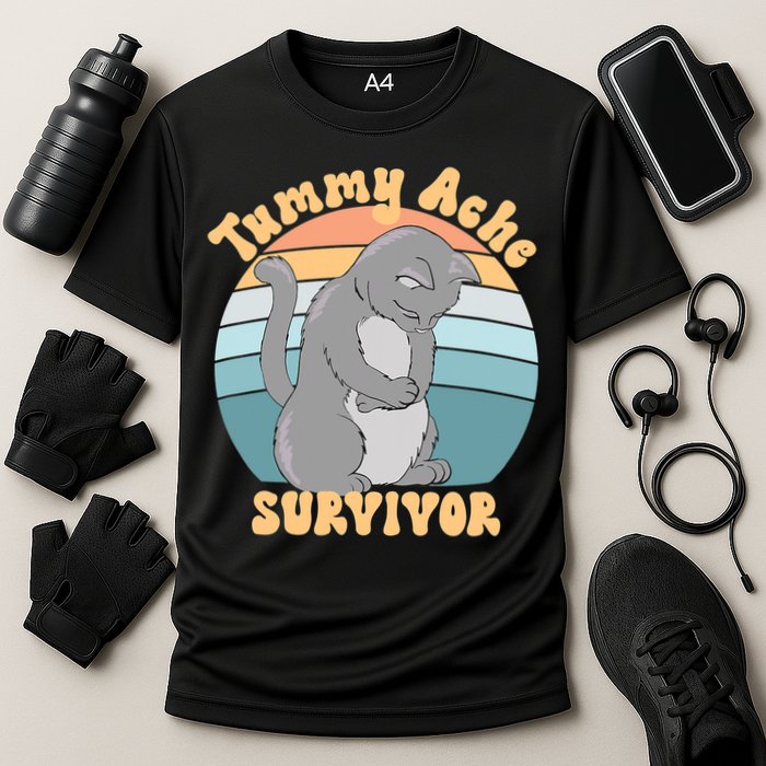 Tummy Ache Survivor Cat Cooling Performance Crew T-Shirt