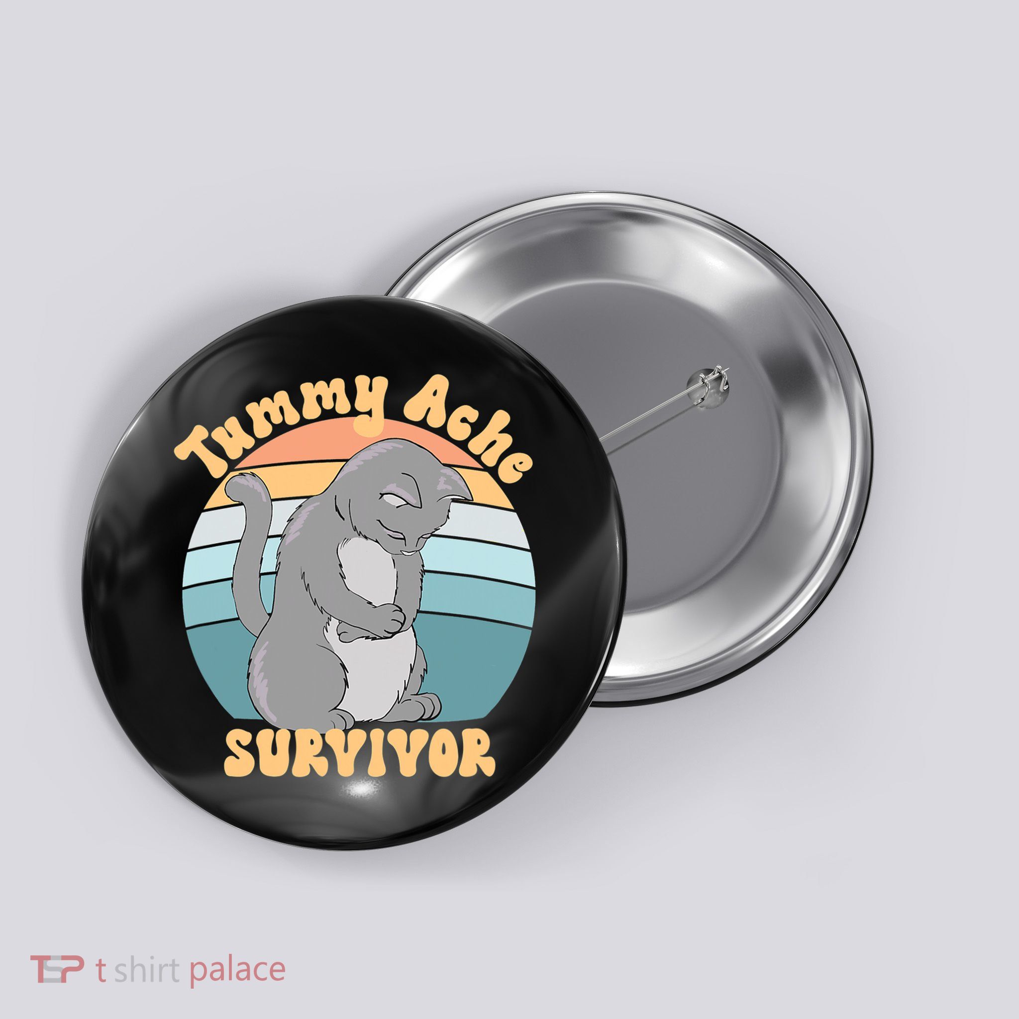 Tummy Ache Survivor Cat Button