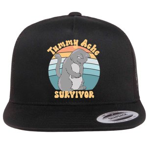 Tummy Ache Survivor Cat Flat Bill Trucker Hat