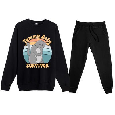 Tummy Ache Survivor Cat Premium Crewneck Sweatsuit Set