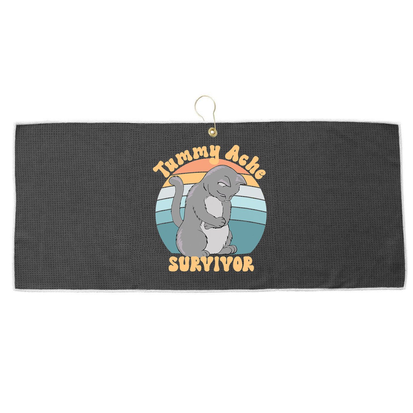Tummy Ache Survivor Cat Large Microfiber Waffle Golf Towel