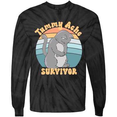 Tummy Ache Survivor Cat Tie-Dye Long Sleeve Shirt