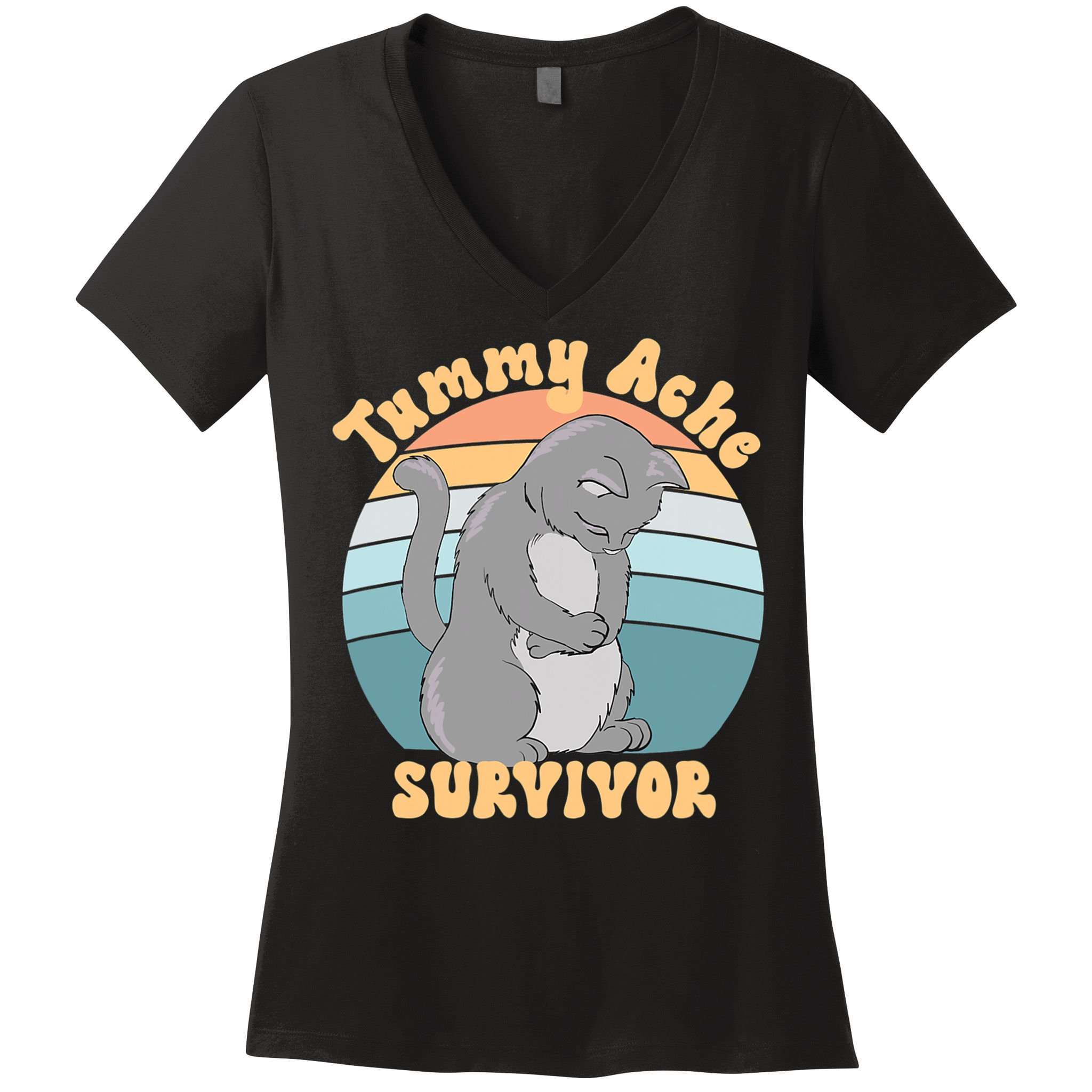 Tummy Ache Survivor Cat Women's V-Neck T-Shirt